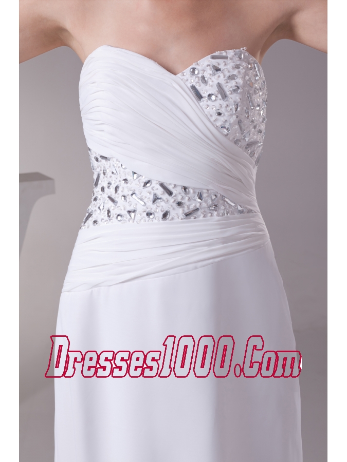 High Slit Fashionable Beaded Sweetheart Empire Prom Dress