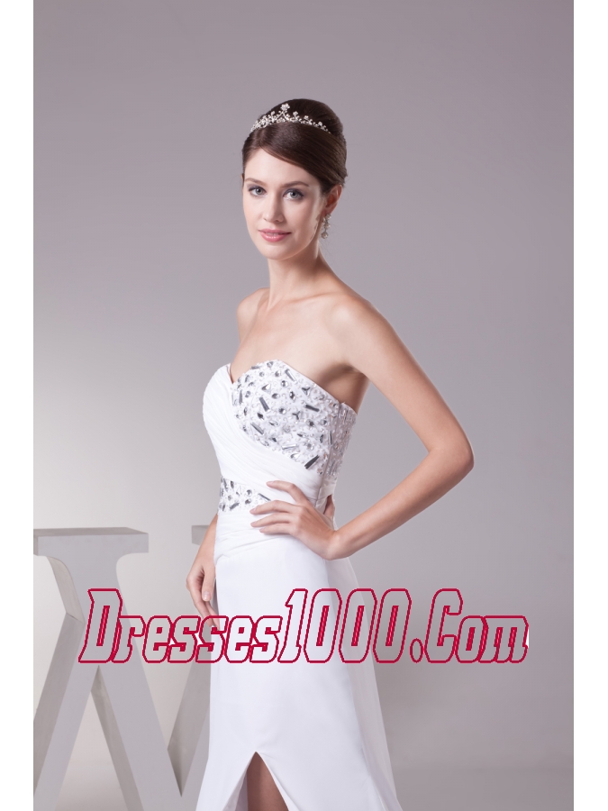 High Slit Fashionable Beaded Sweetheart Empire Prom Dress