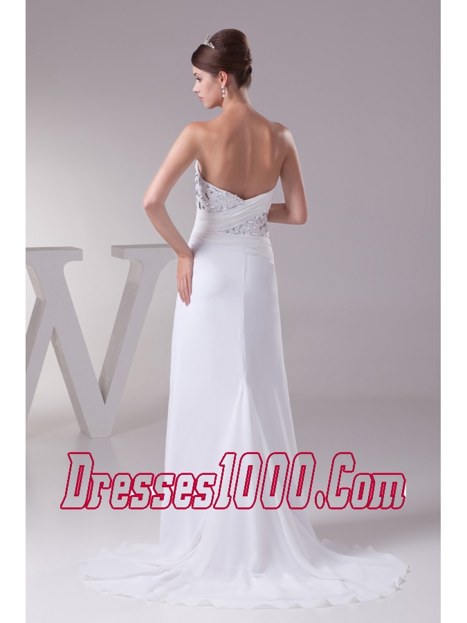 High Slit Fashionable Beaded Sweetheart Empire Prom Dress