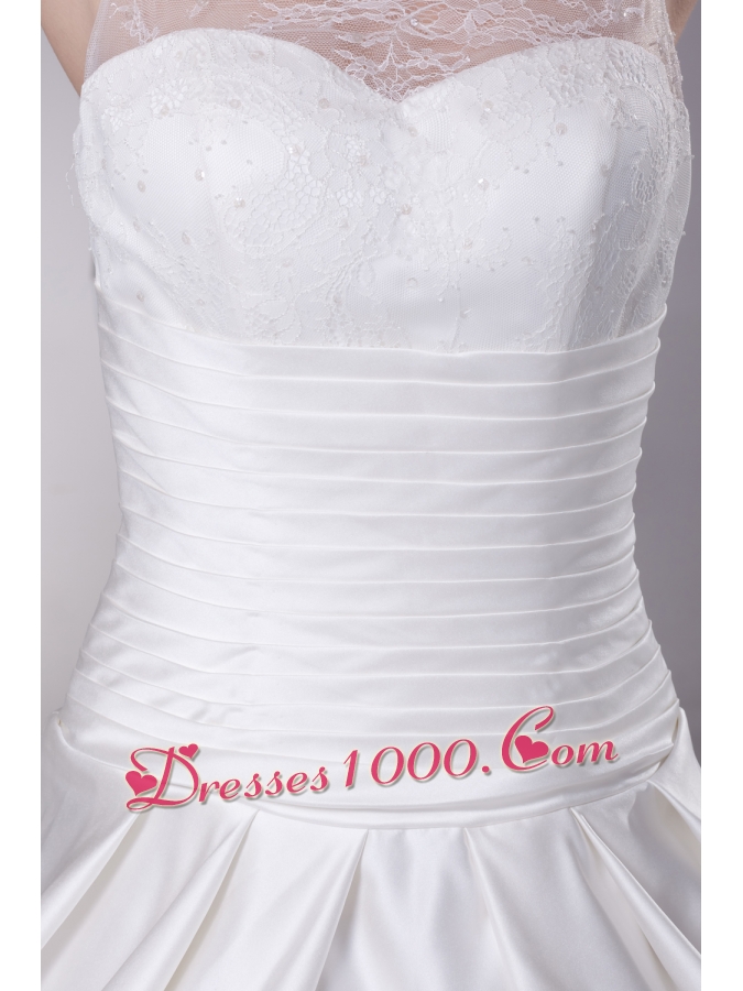 Lace A-Line Scoop Court Train Wedding Dress