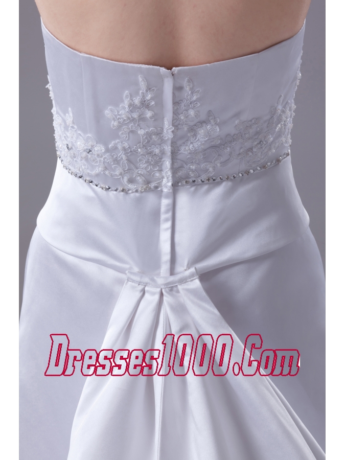 Lace and Beading Sweetheart Watteau Train Wedding Dress