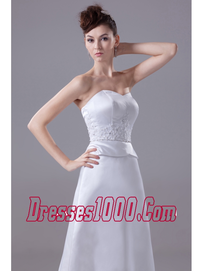 Lace and Beading Sweetheart Watteau Train Wedding Dress