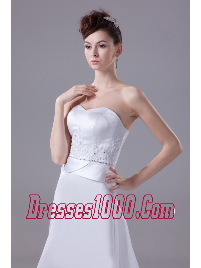 Lace and Beading Sweetheart Watteau Train Wedding Dress