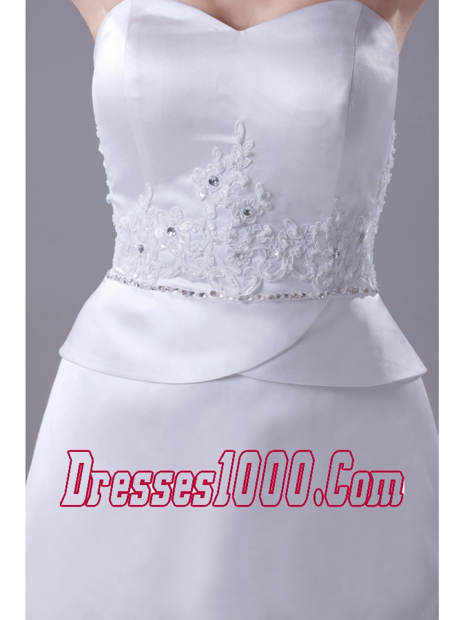 Lace and Beading Sweetheart Watteau Train Wedding Dress