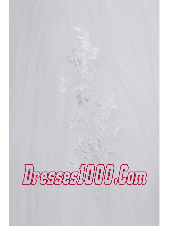Lace Ruching Sweetheart A-line Chapel Train Wedding Dress