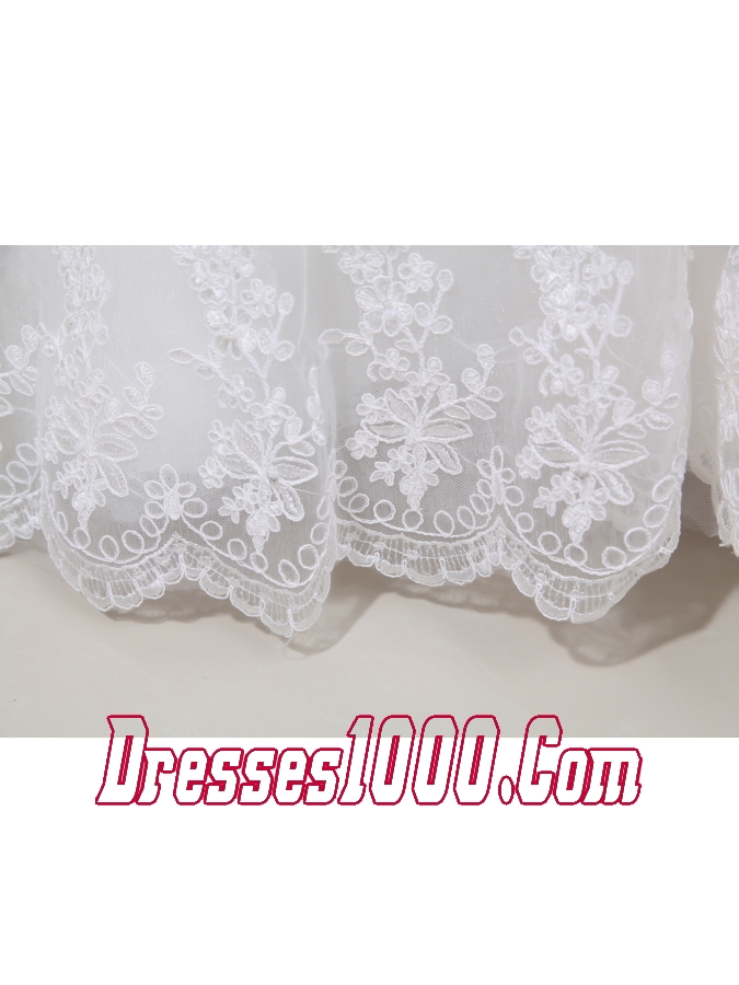 Lace Ruching Sweetheart A-line Chapel Train Wedding Dress