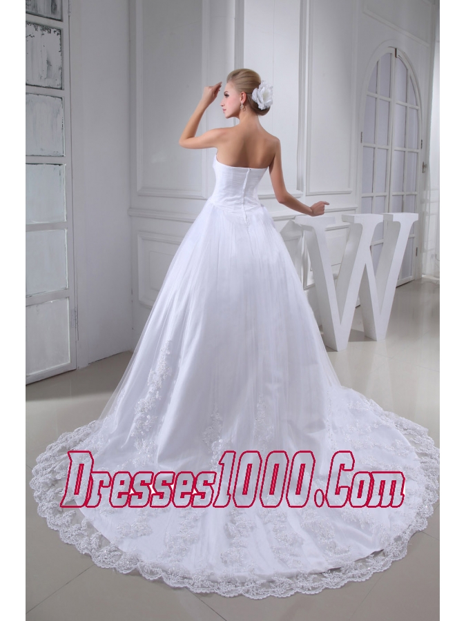 Lace With Beading Ball Gown Sweetheart Chapel Train Wedding Dress