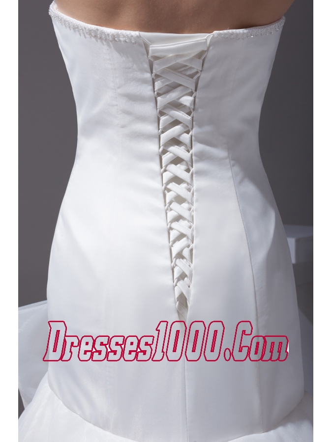 Mermaid Bow Beading Strapless Court Train Wedding Dress