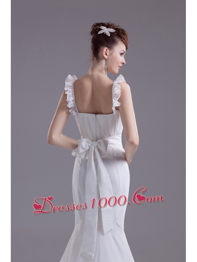 Mermaid Scoop Chiffon Ruching Wedding Dress