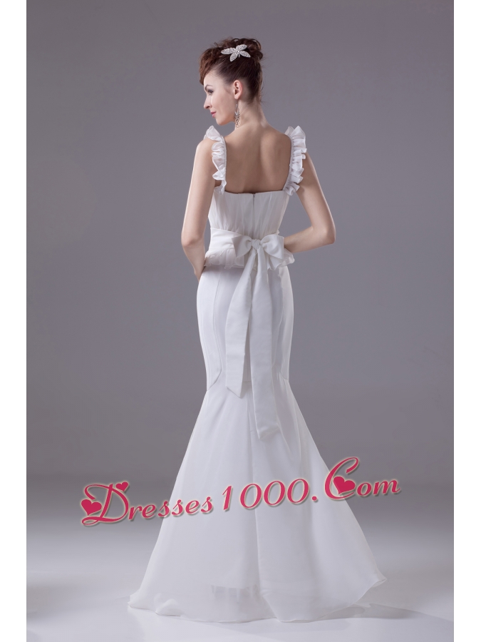 Mermaid Scoop Chiffon Ruching Wedding Dress