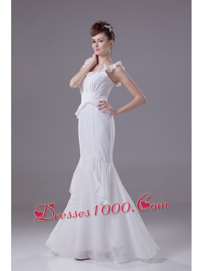 Mermaid Scoop Chiffon Ruching Wedding Dress