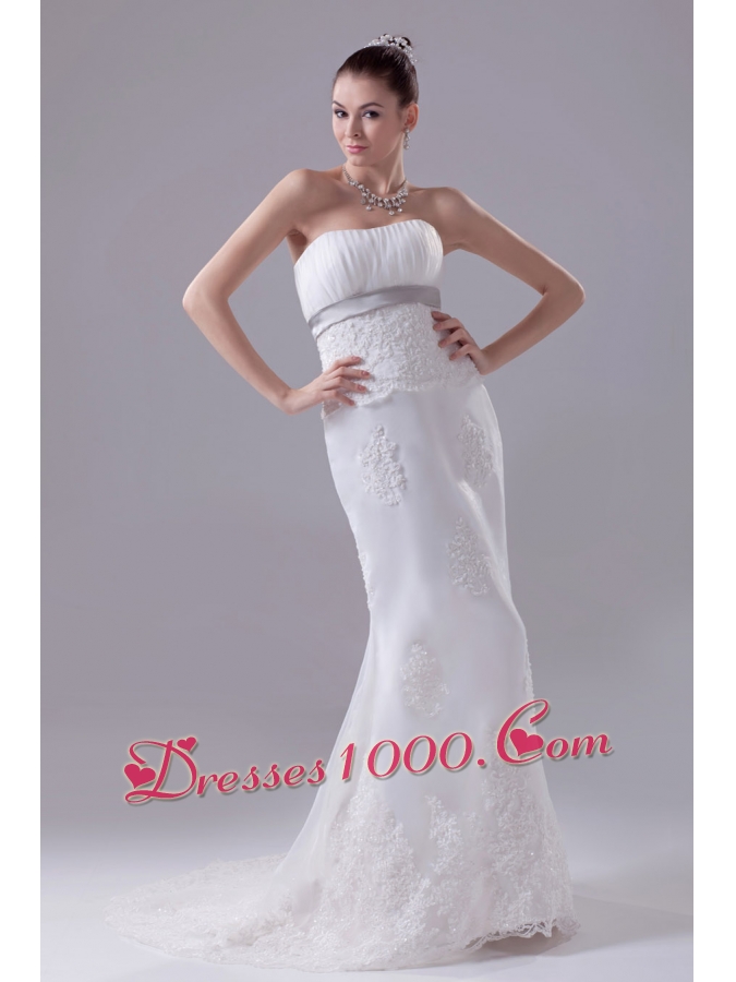 Mermaid Strapless Hottest Wedding Dress With Brush Train