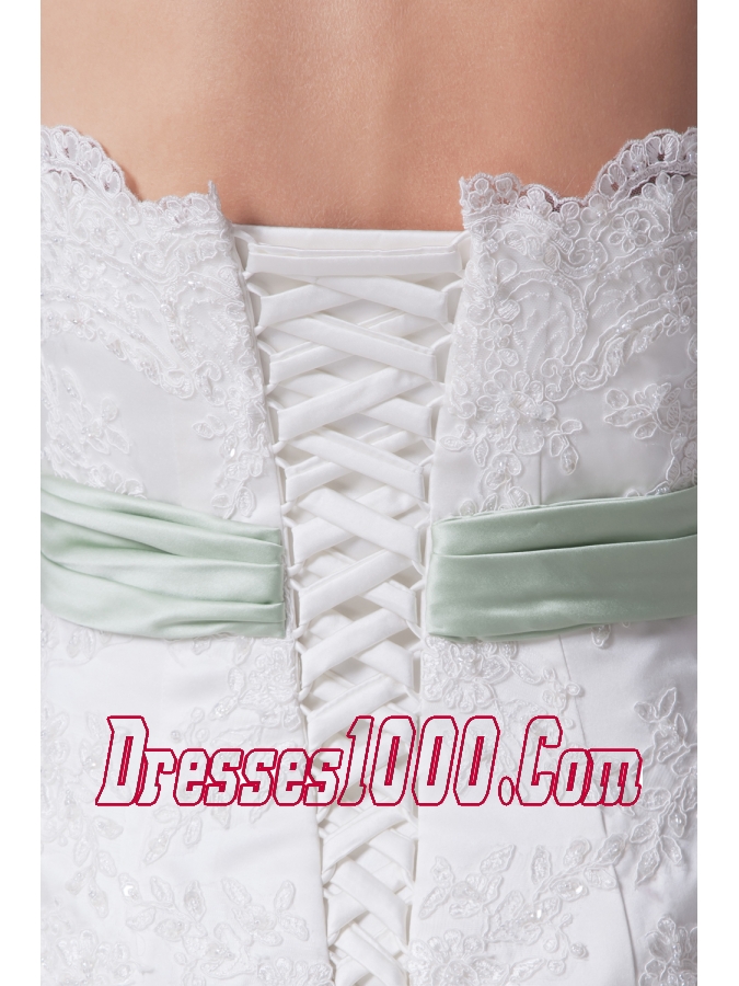 Mermaid Strapless Lace Chapel Train Wedding Dress with Fitted