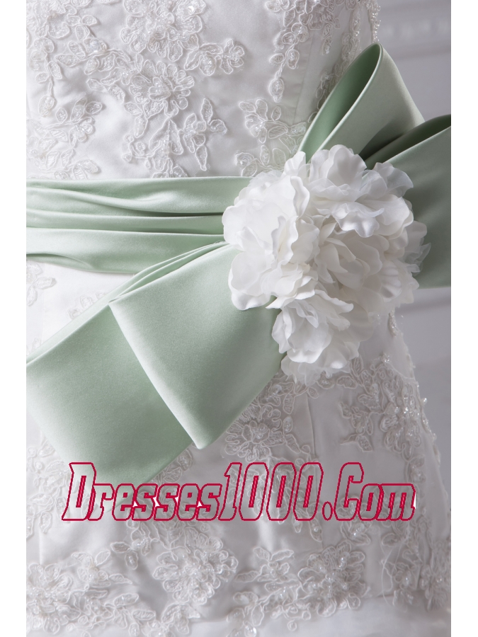 Mermaid Strapless Lace Chapel Train Wedding Dress with Fitted