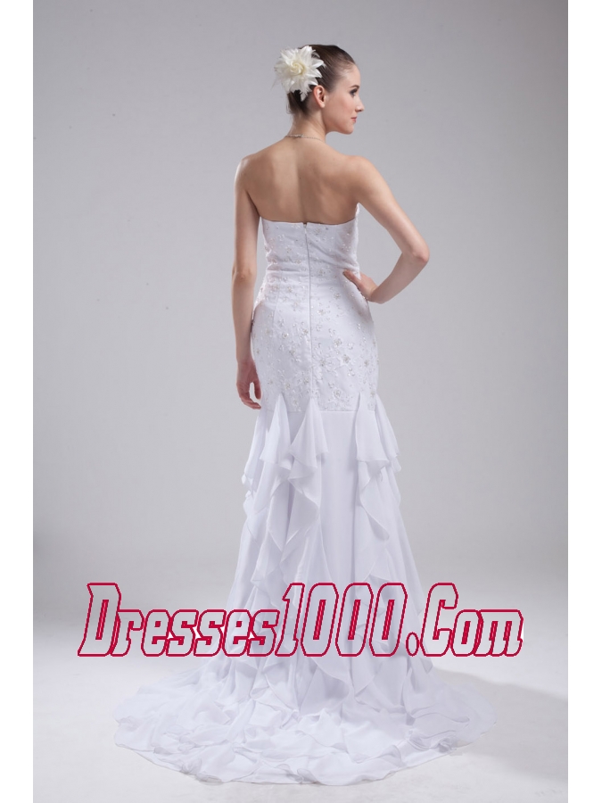 Mermaid Sweetheart Embroidery Ruffles Wedding Dress