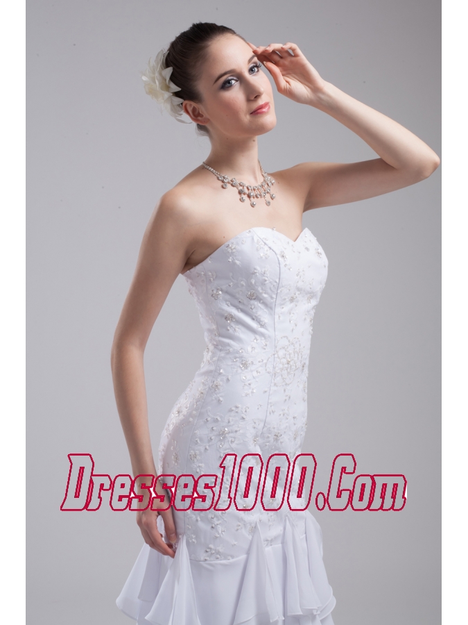 Mermaid Sweetheart Embroidery Ruffles Wedding Dress