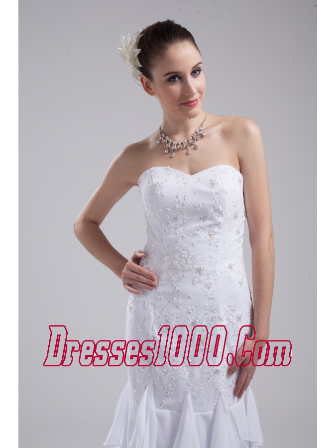 Mermaid Sweetheart Embroidery Ruffles Wedding Dress