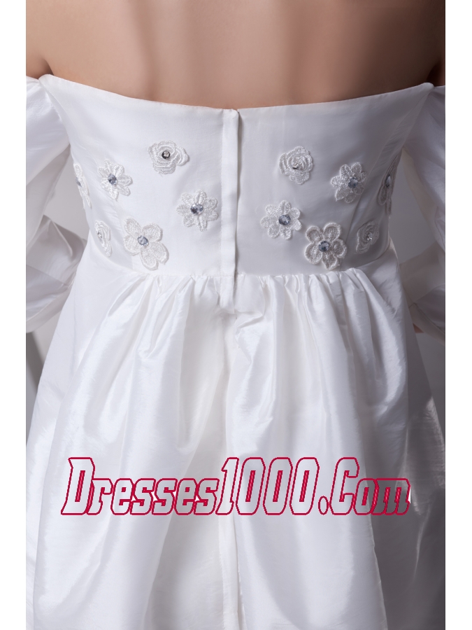 Off The Shoulder 3/4 Sleeves Knee-length Wedding Dress