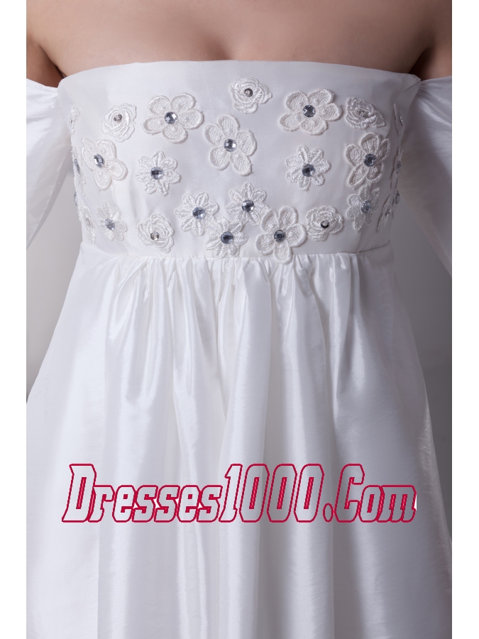 Off The Shoulder 3/4 Sleeves Knee-length Wedding Dress