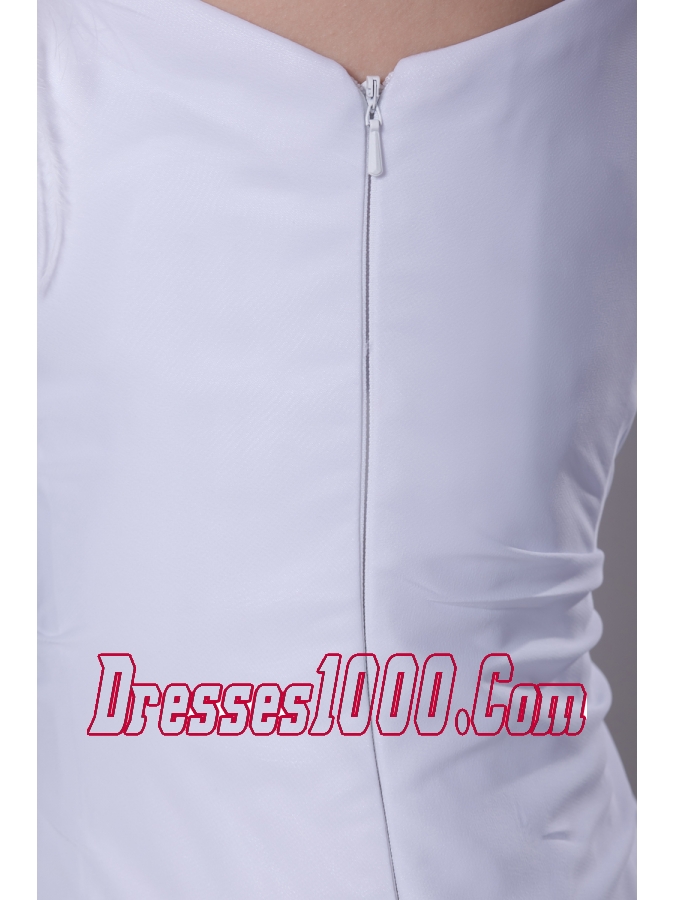 One Shoulder Chiffon Mermaid Feather Brush Train Wedding Dress