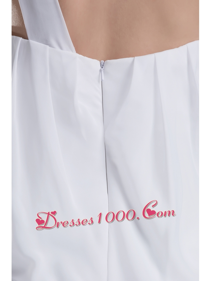 One Shoulder Pleats Brush Train A-line Wedding Dress