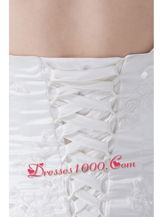 One Shoulder Ruffles Mermaid Appliques Wedding Dress