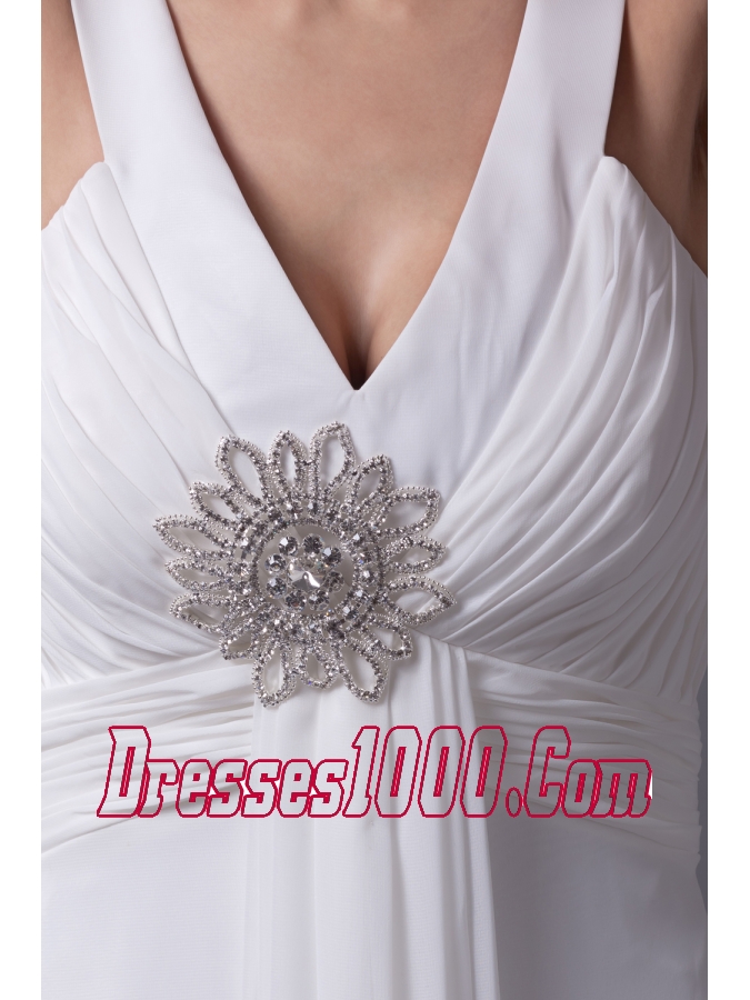 Perfect 2013 V-neck Column Long Beading Wedding Dress