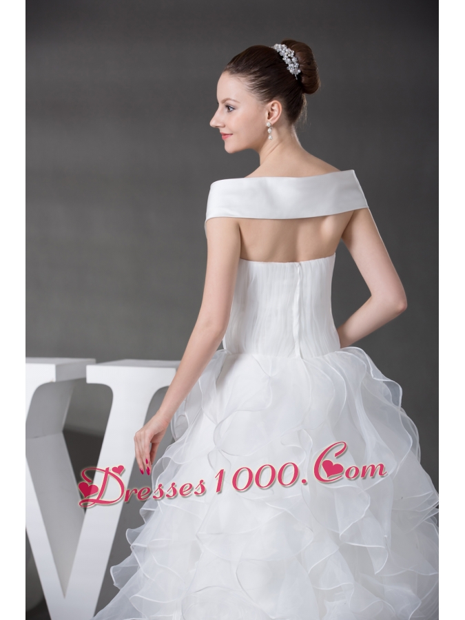 Princess Cap Sleeves Sequins Hand Made Flowers Wedding Dress