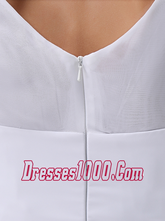 Princess Scoop Neck Short Watteau Train Beach Wedding Dress