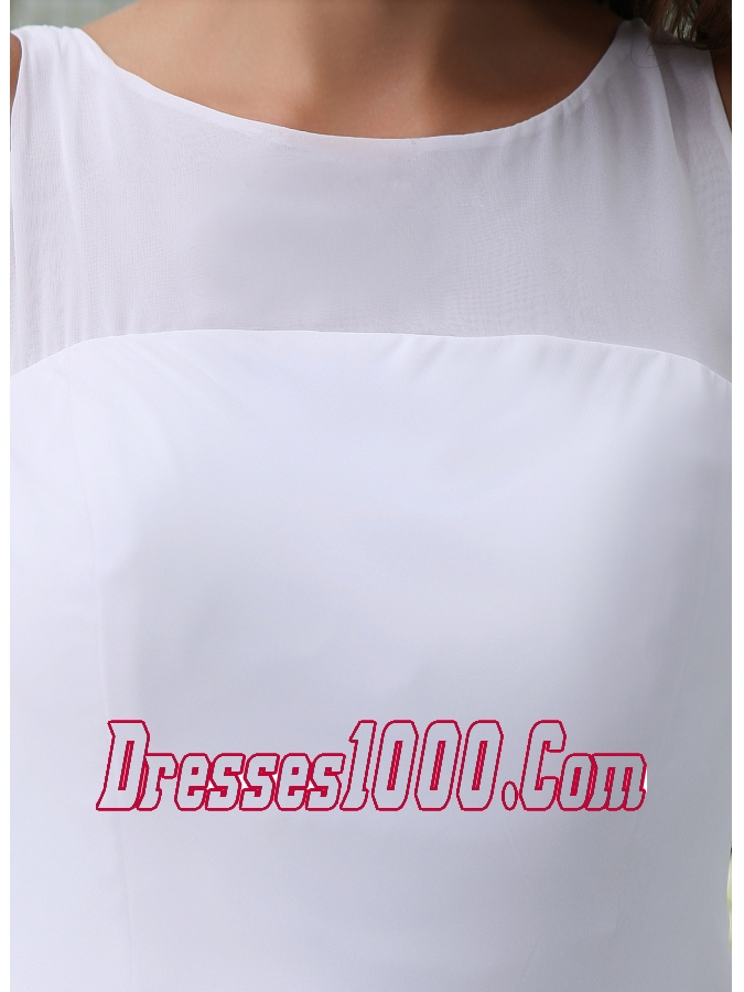 Princess Scoop Neck Short Watteau Train Beach Wedding Dress