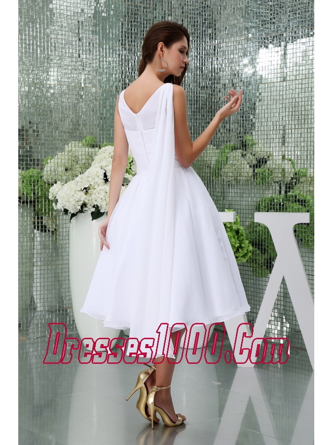 Princess Scoop Neck Short Watteau Train Beach Wedding Dress