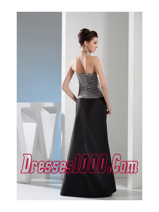 Rhinestone Column Strapless Long Black and Silver Mother of the Bride Dress