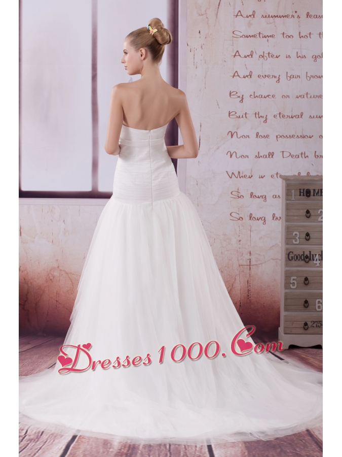 Ruffled Layers Mermaid Sweetheart Court Train Wedding Dress