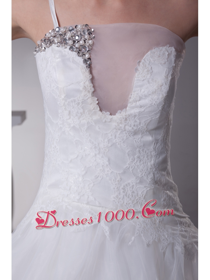 Ruffled Layers One Shoulder long Column Wedding Dress