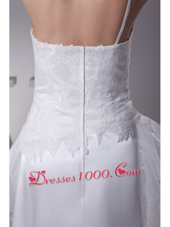 Ruffled Layers One Shoulder long Column Wedding Dress