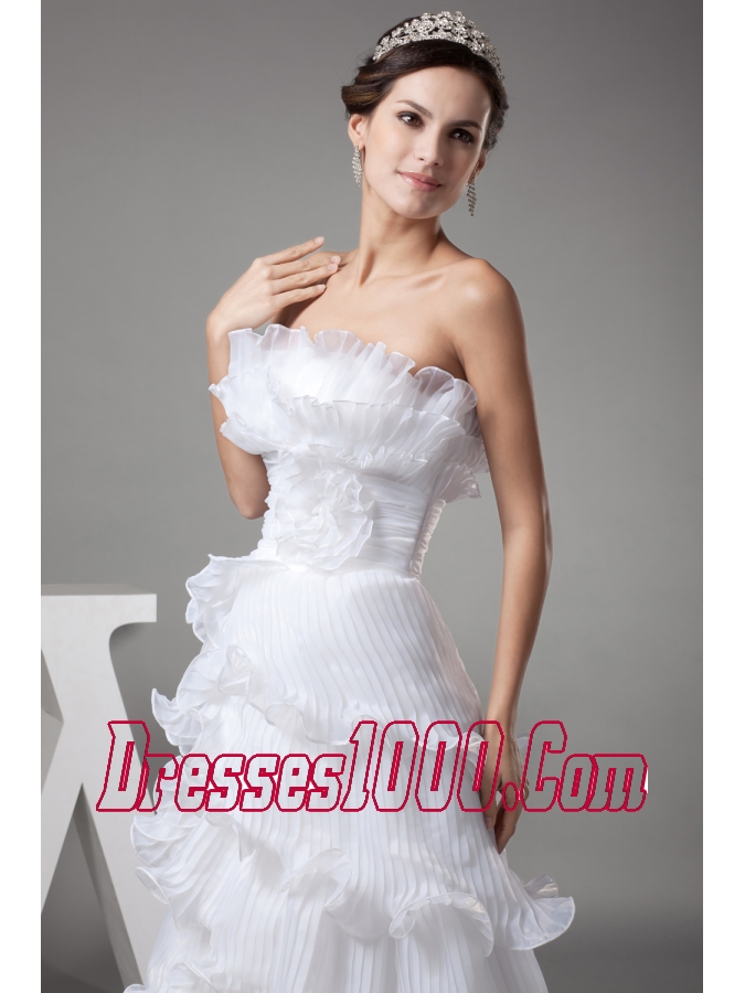 Ruffles Column / Sheath Strapless Long Wedding Dress