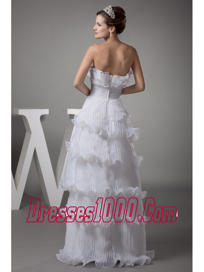 Ruffles Column / Sheath Strapless Long Wedding Dress