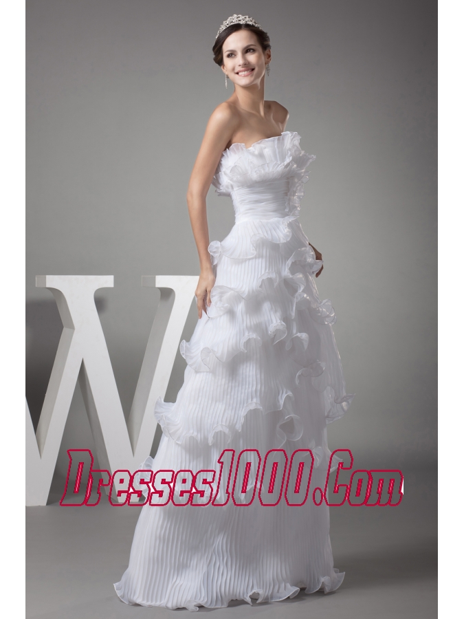 Ruffles Column / Sheath Strapless Long Wedding Dress