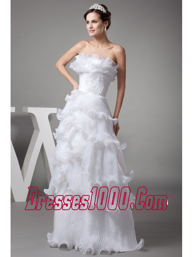 Ruffles Column / Sheath Strapless Long Wedding Dress