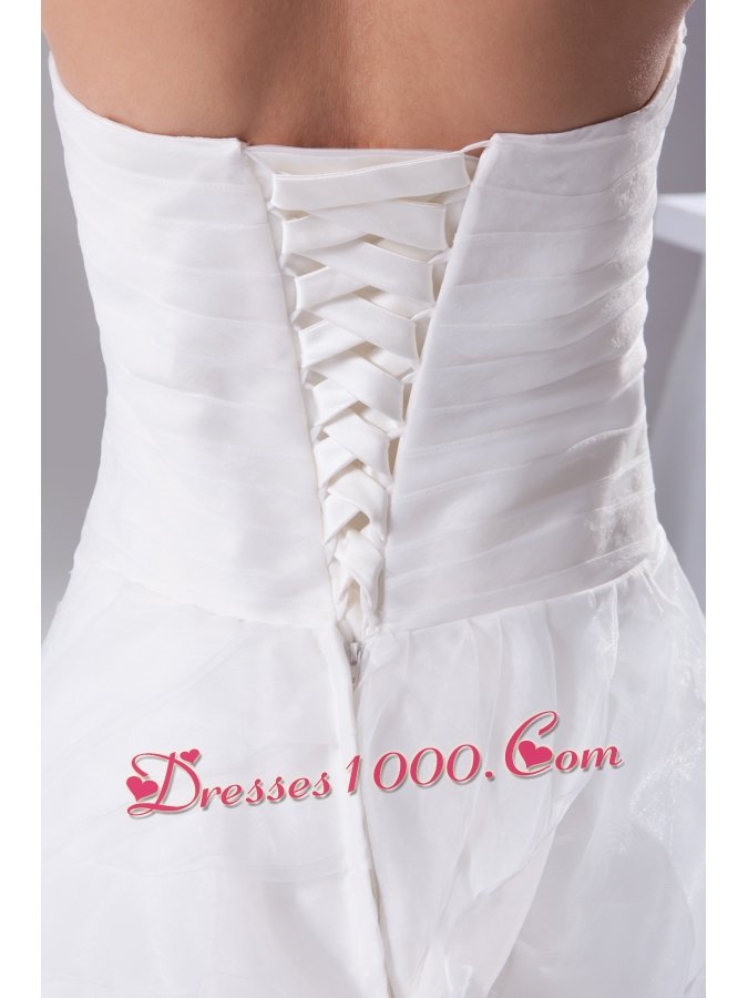 Ruffles Layered Organza Court Train Sweetheart A-Line Wedding Dress