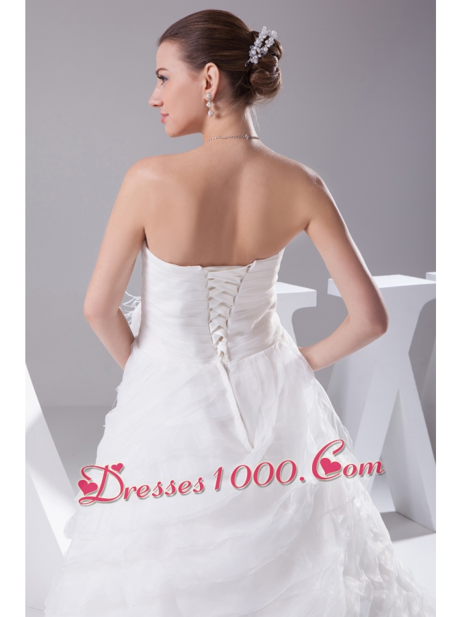 Ruffles Layered Organza Court Train Sweetheart A-Line Wedding Dress