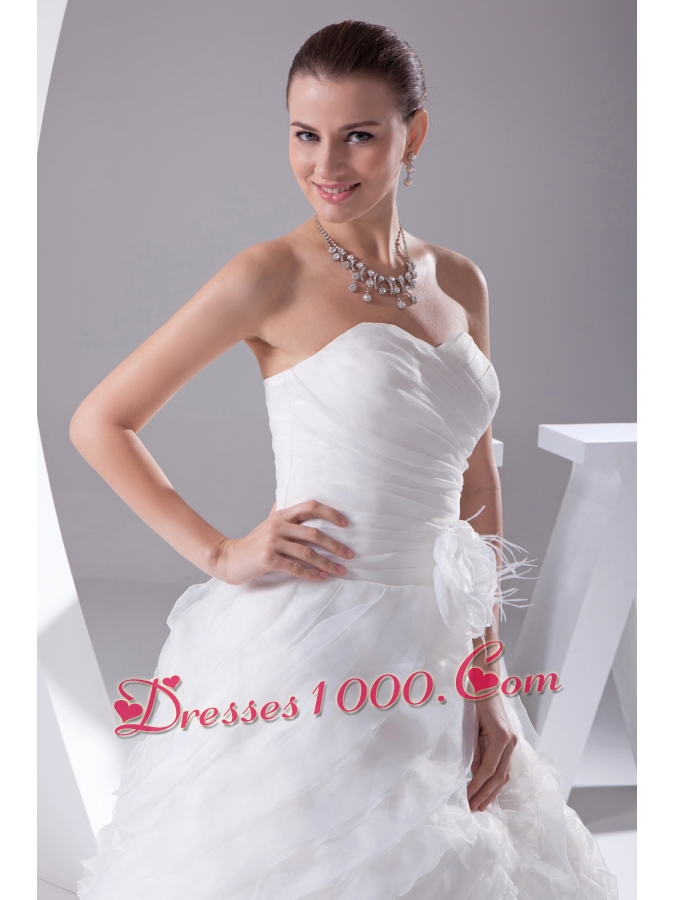 Ruffles Layered Organza Court Train Sweetheart A-Line Wedding Dress