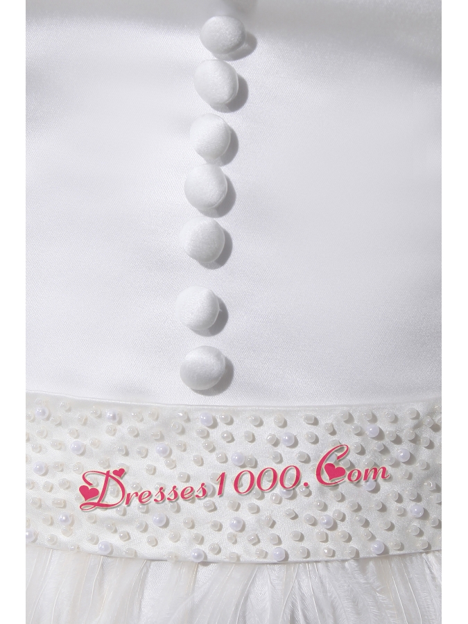 Ruffles Scoop Knee-length Beading Wedding Dress