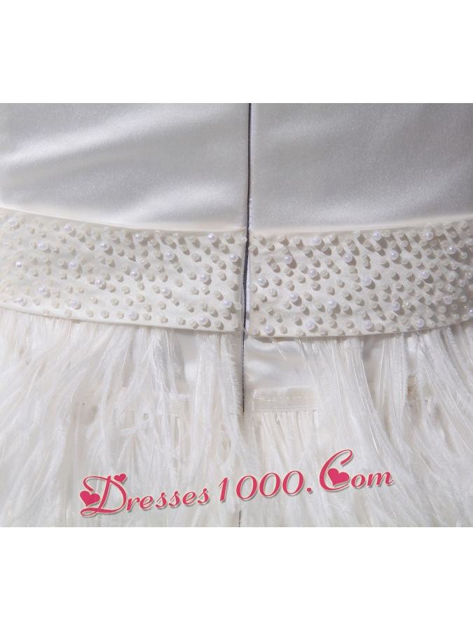 Ruffles Scoop Knee-length Beading Wedding Dress