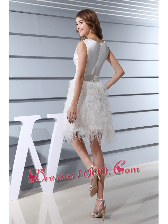 Ruffles Scoop Knee-length Beading Wedding Dress