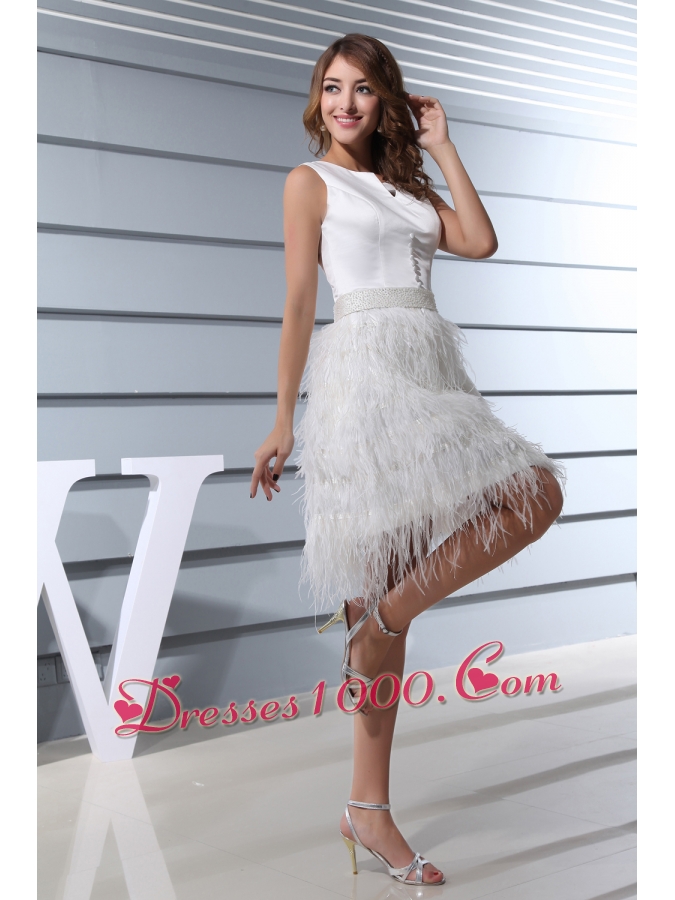 Ruffles Scoop Knee-length Beading Wedding Dress