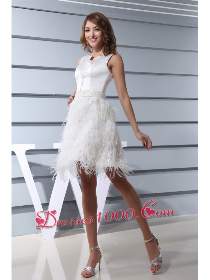 Ruffles Scoop Knee-length Beading Wedding Dress