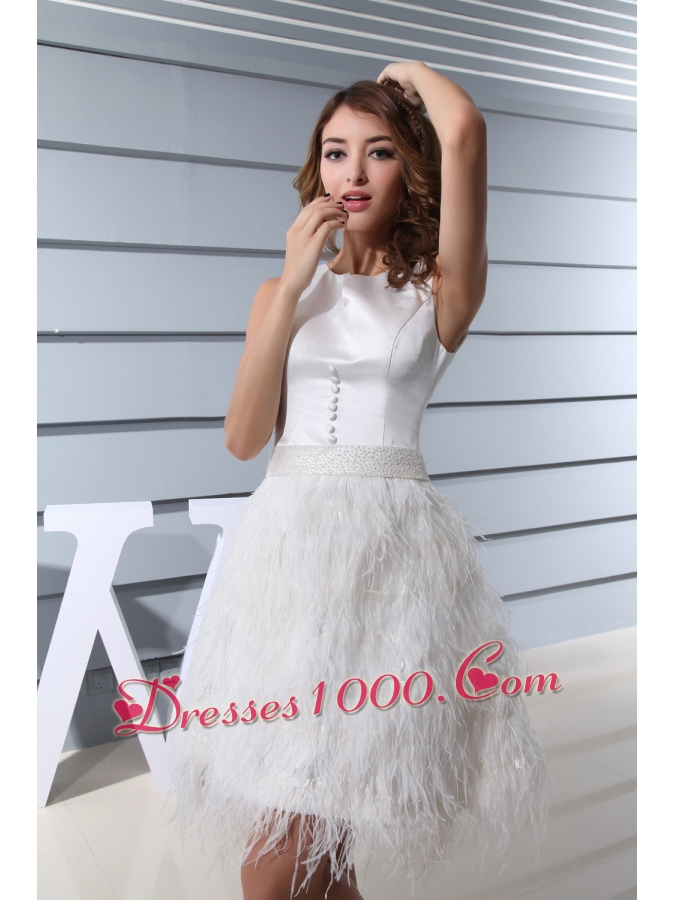 Ruffles Scoop Knee-length Beading Wedding Dress