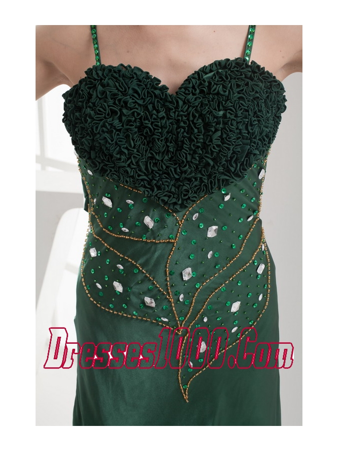 Straps Beading Long Dark Green Jacket Mother Of The Bride Dress