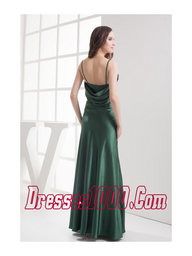 Straps Beading Long Dark Green Jacket Mother Of The Bride Dress